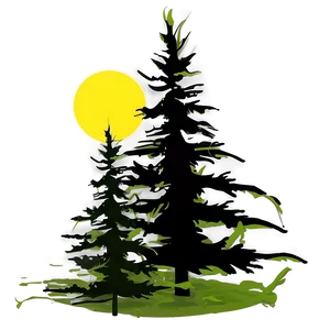 Spruce Tree In Full Moon Light PNG 3 PNG