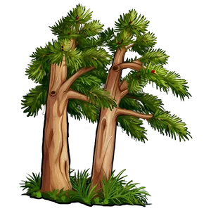 Spruce Tree With Wildlife Animals PNG 06132024