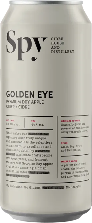 Spy Golden Eye Cider Can PNG image