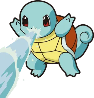 Squirtle Using Water Gun Attack