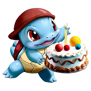 Squirtle With Birthday Cake Png Biy PNG image