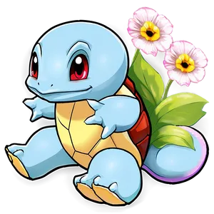 Squirtle With Flowers PNG 05212024 PNG