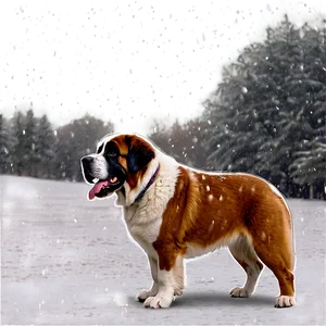 St Bernard Enjoying Snowfall PNG Mye PNG