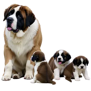 St Bernard With Puppies PNG 06292024