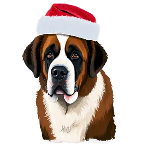 St Bernard With Santa Hat PNG 06292024 PNG
