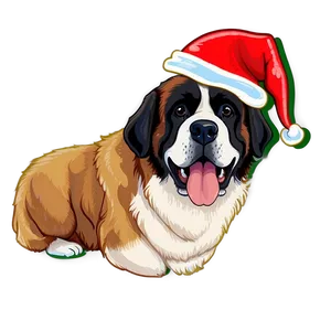 St Bernard With Santa Hat PNG 06292024
