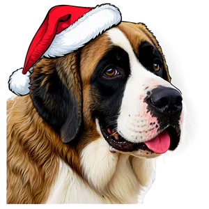 St Bernard With Santa Hat PNG Bmh90