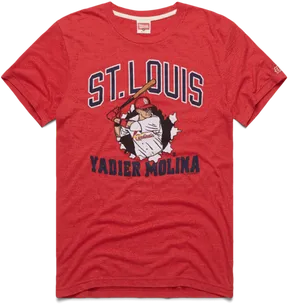 St Louis Cardinals Yadier Molina Red Tshirt PNG image