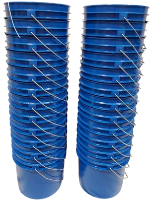 Stacked Blue Plastic Buckets PNG image