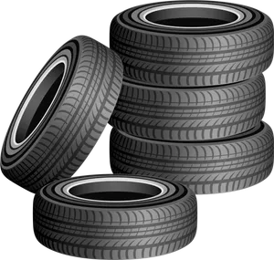 Stacked Car Tyres Illustration PNG image