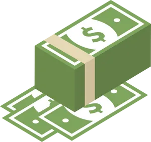 Stacked Dollar Bills Vector Illustration PNG