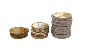 Stacked Euro Coinson Black PNG image