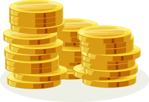Stacked Gold Coins Vector Illustration PNG