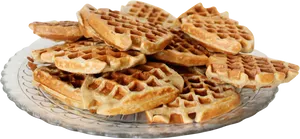 Stacked Homemade Waffleson Plate PNG