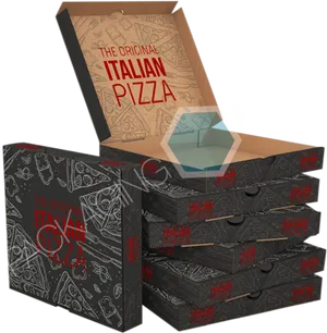 Stacked Italian Pizza Boxes Design PNG image