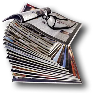Stacked Magazineswith Glasses PNG image