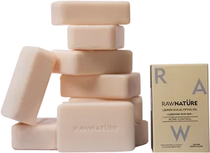 Stacked Natural Soap Bars Packaging PNG image