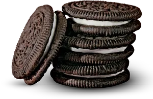 Stacked Oreo Cookies Dark Background PNG image