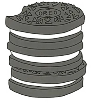 Stacked Oreo Cookies Monochrome PNG image
