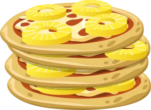 Stacked Pineapple Pepperoni Pizza Clipart PNG image