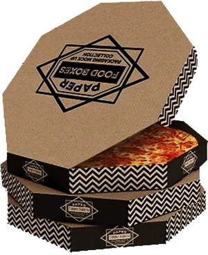 Stacked Pizza Boxeswith One Open PNG image