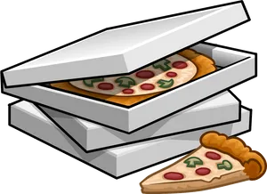 Stacked Pizza Boxeswith Slice PNG image