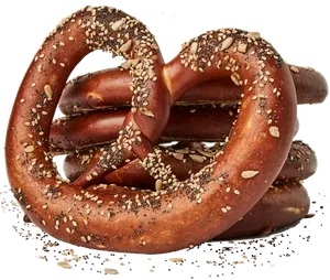 Stacked Sesame Poppyseed Pretzels PNG image