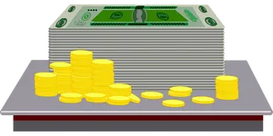 Stackof Cashand Gold Coins
