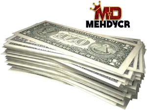 Stackof One Dollar Bills PNG image