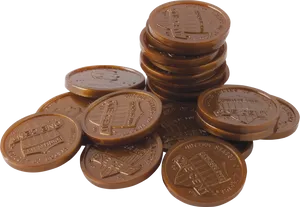 Stackof Pennieson Table PNG image