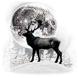 Stag And Full Moon PNG Lag PNG