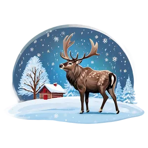 Stag In Winter Wonderland PNG 4 PNG
