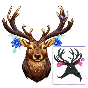 Stag With Flowers PNG 51