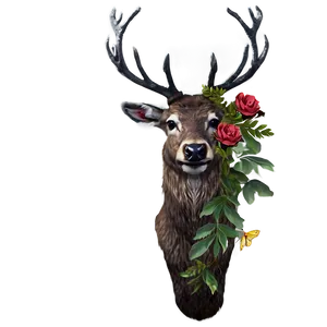 Stag With Flowers PNG Exx