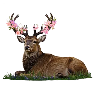 Stag With Flowers PNG Set9 PNG