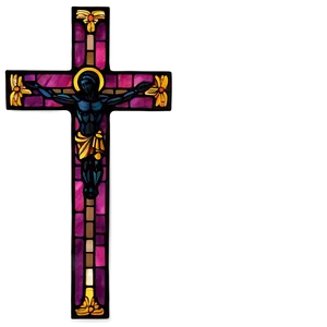 Stained Glass Catholic Cross Visual PNG 06122024 PNG