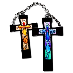 Stained Glass Catholic Cross Visual PNG Mfp PNG