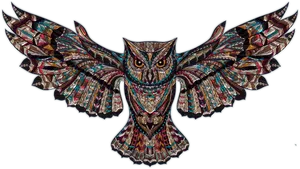Stained Glass Style Owl Artwork PNG image