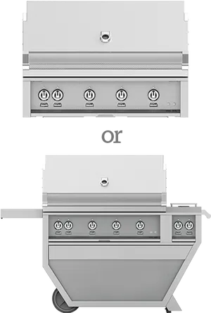 Stainless Steel Built In Versus Freestanding Grill PNG