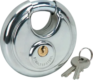Stainless Steel Disc Padlock Keys PNG image