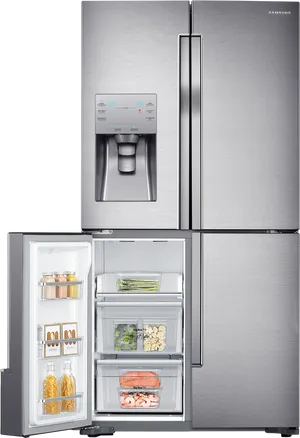 Stainless Steel French Door Refrigerator PNG image