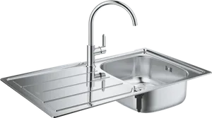 Stainless Steel Kitchen Sinkwith Faucet PNG image