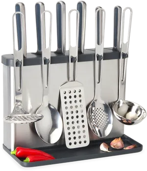 Stainless Steel Kitchen Utensil Set PNG image