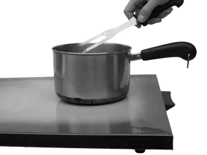 Stainless Steel Potwith Tongs PNG image
