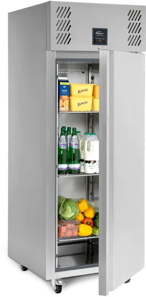 Stainless Steel Single Door Refrigerator Stocked PNG image