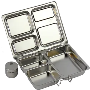 Stainless Steel Tiffin Box Open PNG image