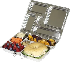 Stainless Steel Tiffin Box With Healthy Food PNG image