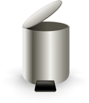 Stainless Steel Trash Can Open Lid PNG image