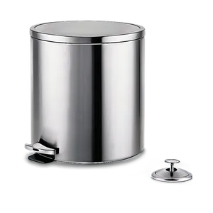 Stainless Steel Trash Can PNG 05042024