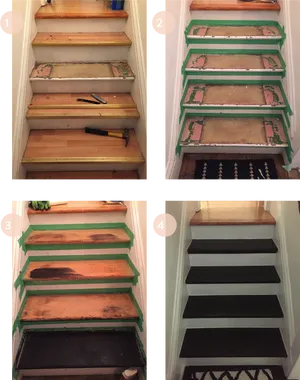 Staircase_ Renovation_ Progress_ Collage PNG image